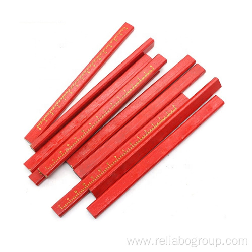 Red Flat Mark Woodworking Carpenter Pencil